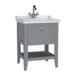 VitrA Valarte Lavabo Dolabı, 65 cm, Bir Çekmeceli, Etajerli Lavabolu, Mat Gri