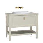 VitrA Valarte Lavabo Dolabı, 100 cm, Bir Çekmeceli, Tezgahüstü Lavabolu, Armatür Deliksiz, Mat Fildişi