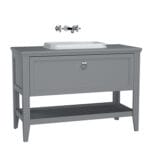 VitrA Valarte Lavabo Dolabı, 120 cm, Bir Çekmeceli, Tezgahüstü Lavabolu, Armatür Deliksiz, Mat Gri