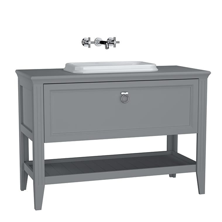 62202_9767599176761bce4a408e312e83ad7f101a9e47-1.jpg VitrA Valarte Lavabo Dolabı, 120 cm, Bir Çekmeceli, Tezgahüstü Lavabolu, Armatür Deliksiz, Mat Gri - Görsel 1
