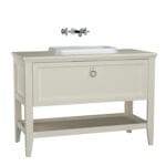VitrA Valarte Lavabo Dolabı, 120 cm, Bir Çekmeceli, Tezgahüstü Lavabolu, Armatür Deliksiz, Mat Fildişi