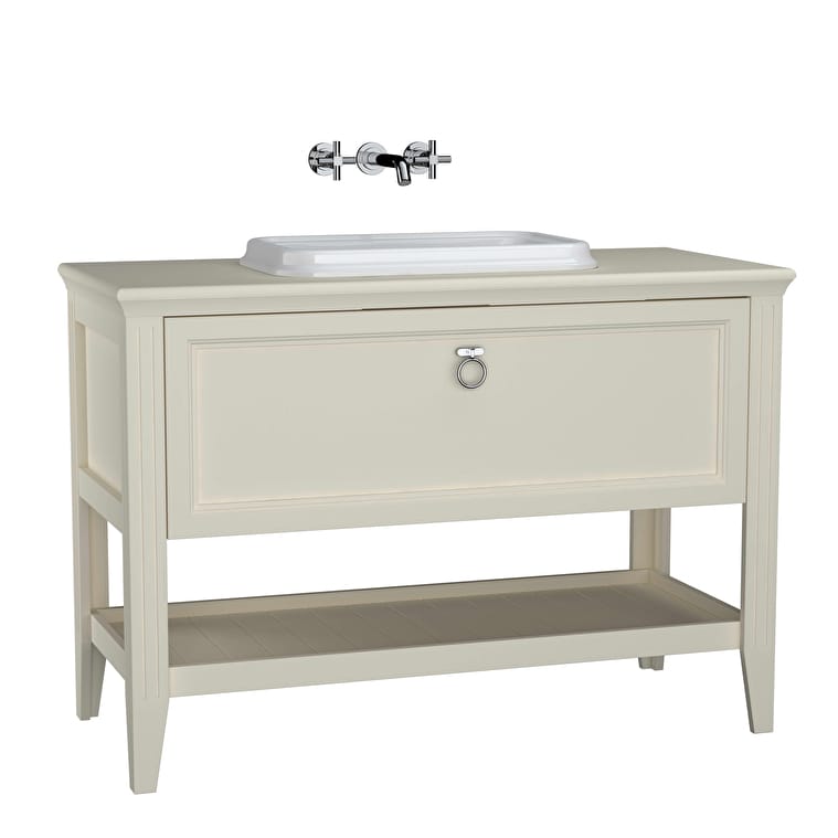 62203_9ef8c954011abe20e4e41f85504c039adde09527-1.jpg VitrA Valarte Lavabo Dolabı, 120 cm, Bir Çekmeceli, Tezgahüstü Lavabolu, Armatür Deliksiz, Mat Fildişi - Görsel 1