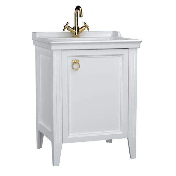 VitrA Valarte Lavabo Dolabı, 65 cm, Bir Kapaklı, Etajerli Lavabolu, Mat Beyaz, Sağ