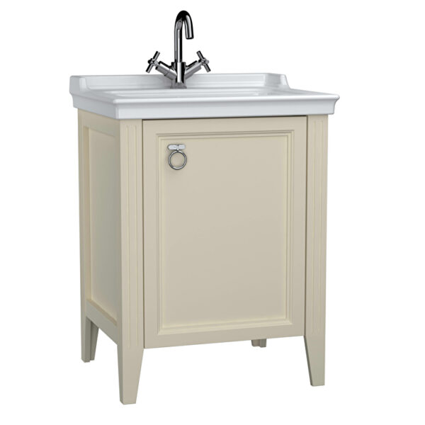 VitrA Valarte Lavabo Dolabı, 65 cm, Bir Kapaklı, Etajerli Lavabolu, Mat Fildişi, Sağ