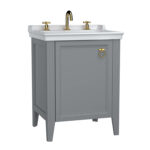 VitrA Valarte Lavabo Dolabı, 65 cm, Bir Kapaklı, Etajerli Lavabolu, Üç Armatür Delikli, Mat Gri, Sağ