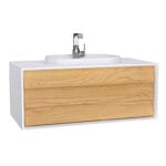 VitrA Frame Lavabo Dolabı, 100 cm, Bir Çekmeceli, Tezgahüstü Tv-Shape Lavabolu, Armatür Delikli, Mat Soft Beyaz & Dore Meşe