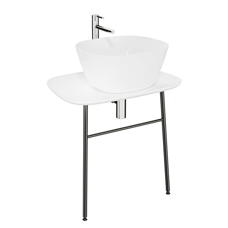62561_fb0bd482efd6ed344d435b1efc794d70823bccbe-1.jpg VitrA Plural Tezgah Ünitesi, 70 cm, Asma, Alçak, Tek Armatür Delikli, Mat Beyaz Seramik Tezgah, Lavabosuz - Görsel 1