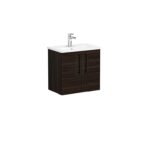 VitrA Root Flat Lavabo Dolabı, 60 cm, İki Kapaklı, Dar, Yuvarlak Lavabo, Ceviz