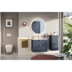 VitrA Root Groove Lavabo Dolabı, 80 cm, İki Çekmeceli, Dar, Yuvarlak Lavabo, Mat Lacivert - Görsel 5