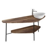 VitrA Plural Ahşap Tezgah Ünitesi, 160 cm, Raflı, Sağ Armatür Delikli, Koyu Meşe, Lavabosuz