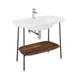 VitrA Plural Lavabo Dolabı, 100 cm, Tek Armatür Delikli, Mat Beyaz Lavabolu, Koyu Meşe
