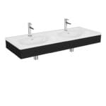 VitrA Equal Lavabo Ünitesi, 130 cm, Çift Hazneli Beyaz Lavabolu, Hareli Siyah Meşe