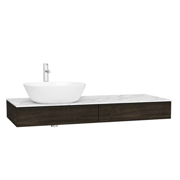 VitrA Origin Tezgah, 120 cm, İki Çekmeceli, Sol Sifon Delikli, Karaağaç