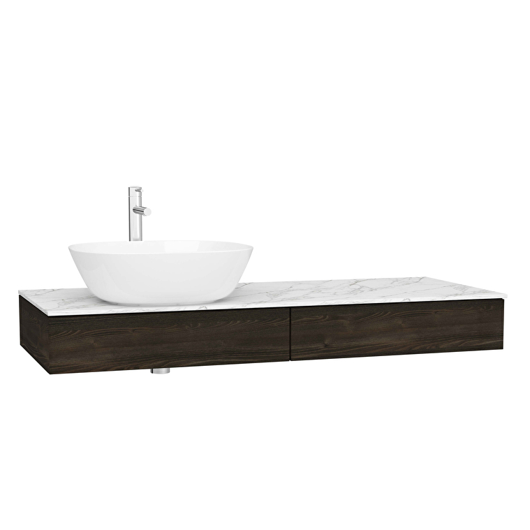 65680_3a60f476dbc41472aad0b8a3e249c4300a5ea81f-1.jpg VitrA Origin Tezgah, 120 cm, İki Çekmeceli, Sol Sifon Delikli, Karaağaç - Görsel 1