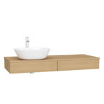 VitrA Origin Tezgah, 120 cm, İki Çekmeceli, Sol Sifon Delikli, Açık Meşe