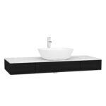 VitrA Origin Tezgah, 120 cm, İki Çekmeceli, Orta Sifon Delikli, Hareli Siyah Meşe