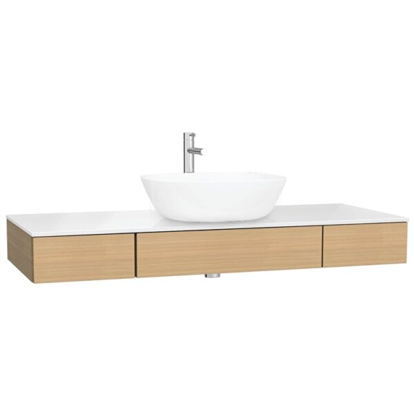 VitrA Origin Tezgah, 120 cm, İki Çekmeceli, Orta Sifon Delikli, Açık Meşe