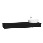 VitrA Origin Tezgah, 150 cm, Üç Çekmeceli, Sağ Sifon Delikli, Hareli Siyah Meşe
