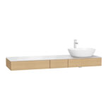 VitrA Origin Tezgah, 150 cm, Üç Çekmeceli, Sağ Sifon Delikli, Açık Meşe