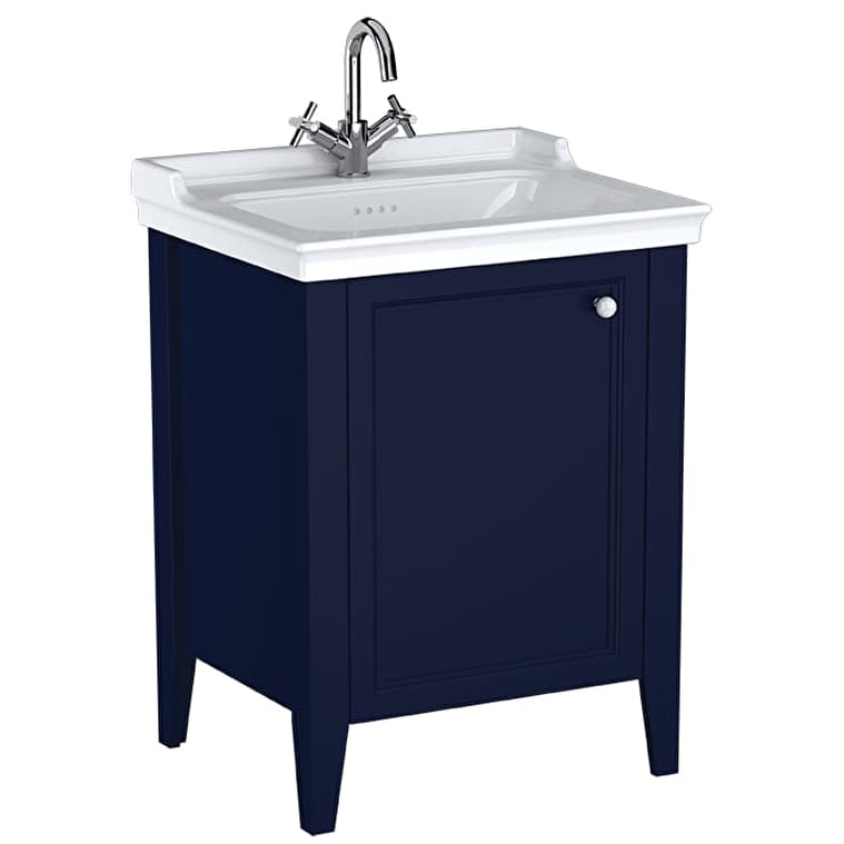 65764_bdaa288c411bdbe5de0f0253c95199d04aced404-1.jpg VitrA Valarte Neo Lavabo Dolabı, 65 cm, Bir Kapaklı, Etajerli Lavabolu, Çelik Mavisi, Sol - Görsel 1