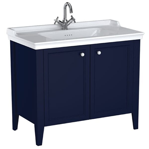 VitrA Valarte Neo Lavabo Dolabı, 100 cm, İki Kapaklı, Etajerli Lavabolu, Çelik Mavisi