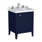 VitrA Valarte Neo Lavabo Dolabı, 65 cm, Bir Kapaklı, Etajerli Lavabolu, Üç Armatür Delikli, Çelik Mavisi, Sağ