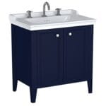 VitrA Valarte Neo Lavabo Dolabı, 80 cm, İki Kapaklı, Etajerli Lavabolu, Üç Armatür Delikli, Çelik Mavisi,