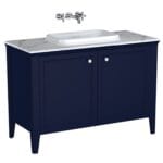 VitrA Valarte Neo Lavabo Dolabı, 120 cm, İki Kapaklı, Tezgahüstü Lavabolu, Mermer Tezgahlı, Çelik Mavisi