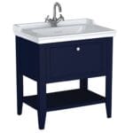 VitrA Valarte Neo Lavabo Dolabı, 80 cm, Bir Çekmeceli, Etajerli Lavabolu, Çelik Mavisi