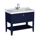 VitrA Valarte Neo Lavabo Dolabı, 100 cm, Bir Çekmeceli, Etajerli Lavabolu, Çelik Mavisi