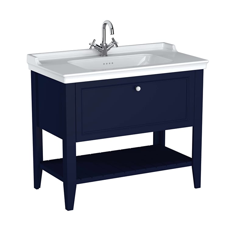 65777_7b299e07d6435a59f084779e54ad697c2002a962-1.jpg VitrA Valarte Neo Lavabo Dolabı, 100 cm, Bir Çekmeceli, Etajerli Lavabolu, Çelik Mavisi - Görsel 1