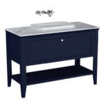 VitrA Valarte Neo Lavabo Dolabı, 120 cm, Bir Çekmeceli, Tezgahüstü Lavabolu, Mermer Tezgahlı, Çelik Mavisi