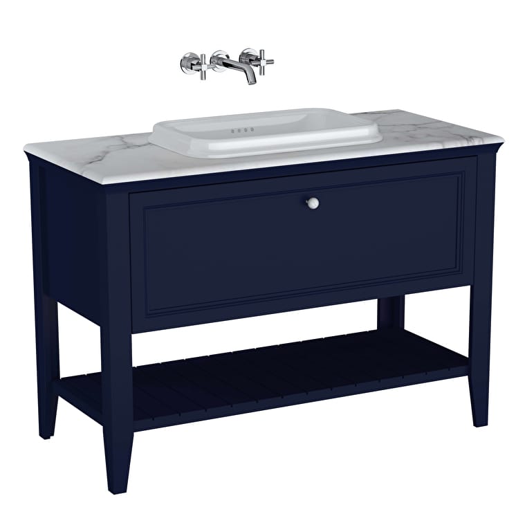 65783_5102e56d7dfc70e842c9258cf141c90062406cb1-1.jpg VitrA Valarte Neo Lavabo Dolabı, 120 cm, Bir Çekmeceli, Tezgahüstü Lavabolu, Mermer Tezgahlı, Çelik Mavisi - Görsel 1