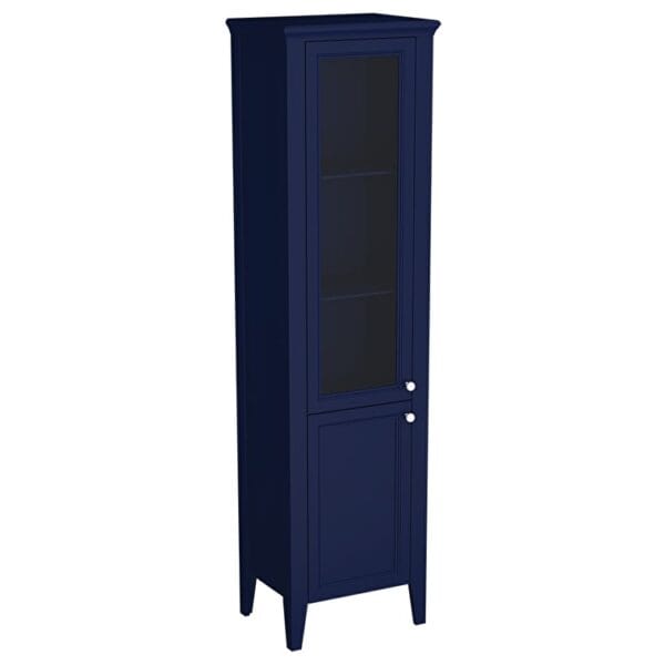 VitrA Valarte Neo Boy Dolabı, 55 cm, Cam Kapaklı, Çelik Mavisi, Sol
