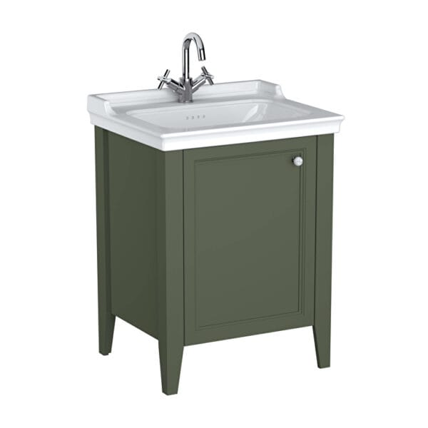 VitrA Valarte Neo Lavabo Dolabı, 65 cm, Bir Kapaklı, Etajerli Lavabolu, Retro Yeşil, Sol