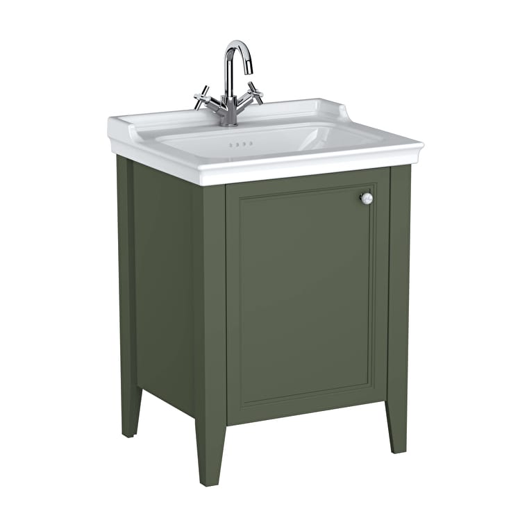 65803_efa6c7599adad89fadb451f140181bdb57e8b1cb-1.jpg VitrA Valarte Neo Lavabo Dolabı, 65 cm, Bir Kapaklı, Etajerli Lavabolu, Retro Yeşil, Sol - Görsel 1