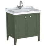VitrA Valarte Neo Lavabo Dolabı, 80 cm, İki Kapaklı, Etajerli Lavabolu, Retro Yeşil
