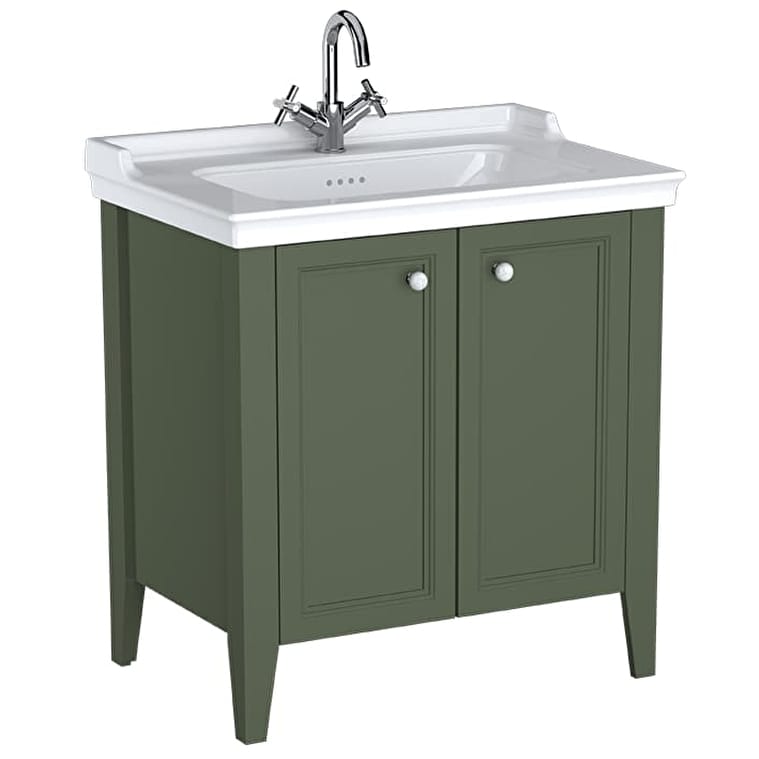 65805_b640ee3b603573f0be9a52ad75ee2e3e4bf3ecc7-1.jpg VitrA Valarte Neo Lavabo Dolabı, 80 cm, İki Kapaklı, Etajerli Lavabolu, Retro Yeşil - Görsel 1