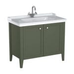VitrA Valarte Neo Lavabo Dolabı, 100 cm, İki Kapaklı, Etajerli Lavabolu, Retro Yeşil