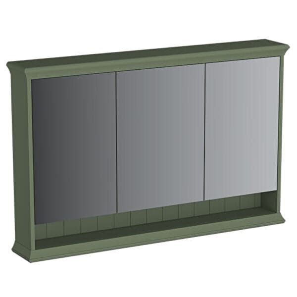 VitrA Valarte Neo Dolaplı Ayna, 120 cm, Üç Kapaklı, Aydınlatmalı, Retro Yeşil