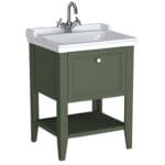 VitrA Valarte Neo Lavabo Dolabı, 65 cm, Bir Çekmeceli, Etajerli Lavabolu, Retro Yeşil