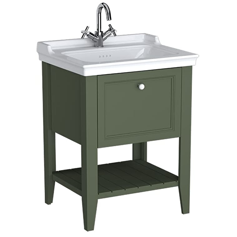 65814_d0bdc4432fdb921e0dd4c3979e7a1d4327ab389e-1.jpg VitrA Valarte Neo Lavabo Dolabı, 65 cm, Bir Çekmeceli, Etajerli Lavabolu, Retro Yeşil - Görsel 1