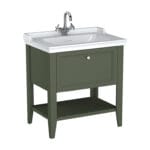 VitrA Valarte Neo Lavabo Dolabı, 80 cm, Bir Çekmeceli, Etajerli Lavabolu, Retro Yeşil