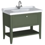 VitrA Valarte Neo Lavabo Dolabı, 100 cm, Bir Çekmeceli, Etajerli Lavabolu, Retro Yeşil