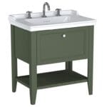 VitrA Valarte Neo Lavabo Dolabı, 80 cm, Bir Çekmeceli, Etajerli Lavabolu, Üç Armatür Delikli, Retro Yeşil