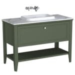 VitrA Valarte Neo Lavabo Dolabı, 120 cm, Bir Çekmeceli, Tezgahüstü Lavabolu, Mermer Tezgahlı, Retro Yeşil