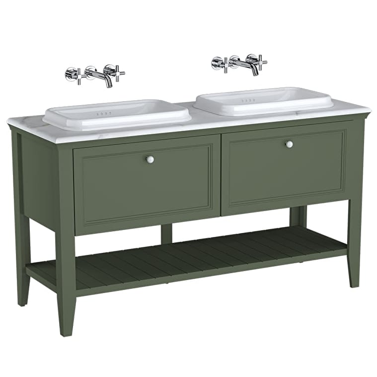 65825_d4d972ad3cc942747b1edc6ee56b4f3c759c2b17-1.jpg VitrA Valarte Neo Lavabo Dolabı, 150 cm, İki Çekmeceli, Tezgahüstü Lavabolu, Mermer Tezgahlı, Retro Yeşil - Görsel 1