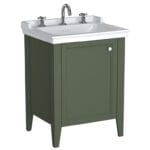 VitrA Valarte Neo Lavabo Dolabı, 65 cm, Bir Kapaklı, Etajerli Lavabolu, Üç Armatür Delikli, Retro Yeşil, Sol