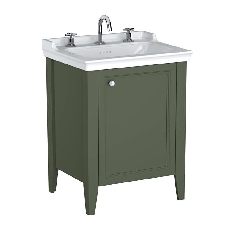 65835_43fe681343668c0a389930cf5b4b1ad53ade7ef4-1.jpg VitrA Valarte Neo Lavabo Dolabı, 65 cm, Bir Kapaklı, Etajerli Lavabolu, Üç Armatür Delikli, Retro Yeşil, Sağ - Görsel 1