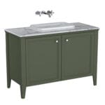 VitrA Valarte Neo Lavabo Dolabı, 120 cm, İki Kapaklı, Tezgahüstü Lavabolu, Mermer Tezgahlı, Retro Yeşil